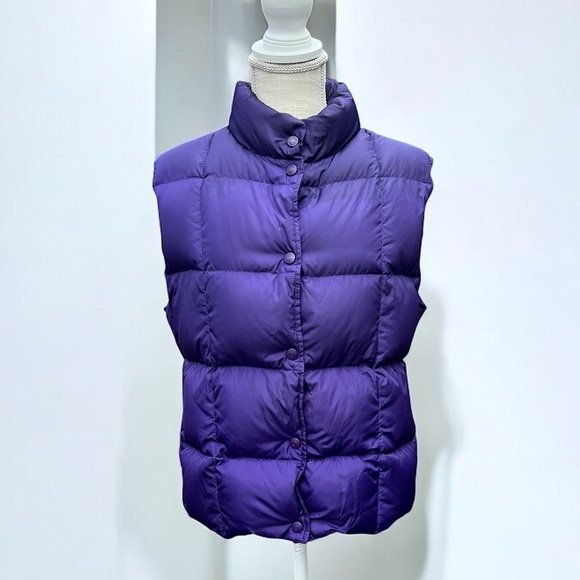 🌻VINTAGE L.L. Bean Women's Purple Goose Down Puffer Vest Size XL - Picture 1 of 10